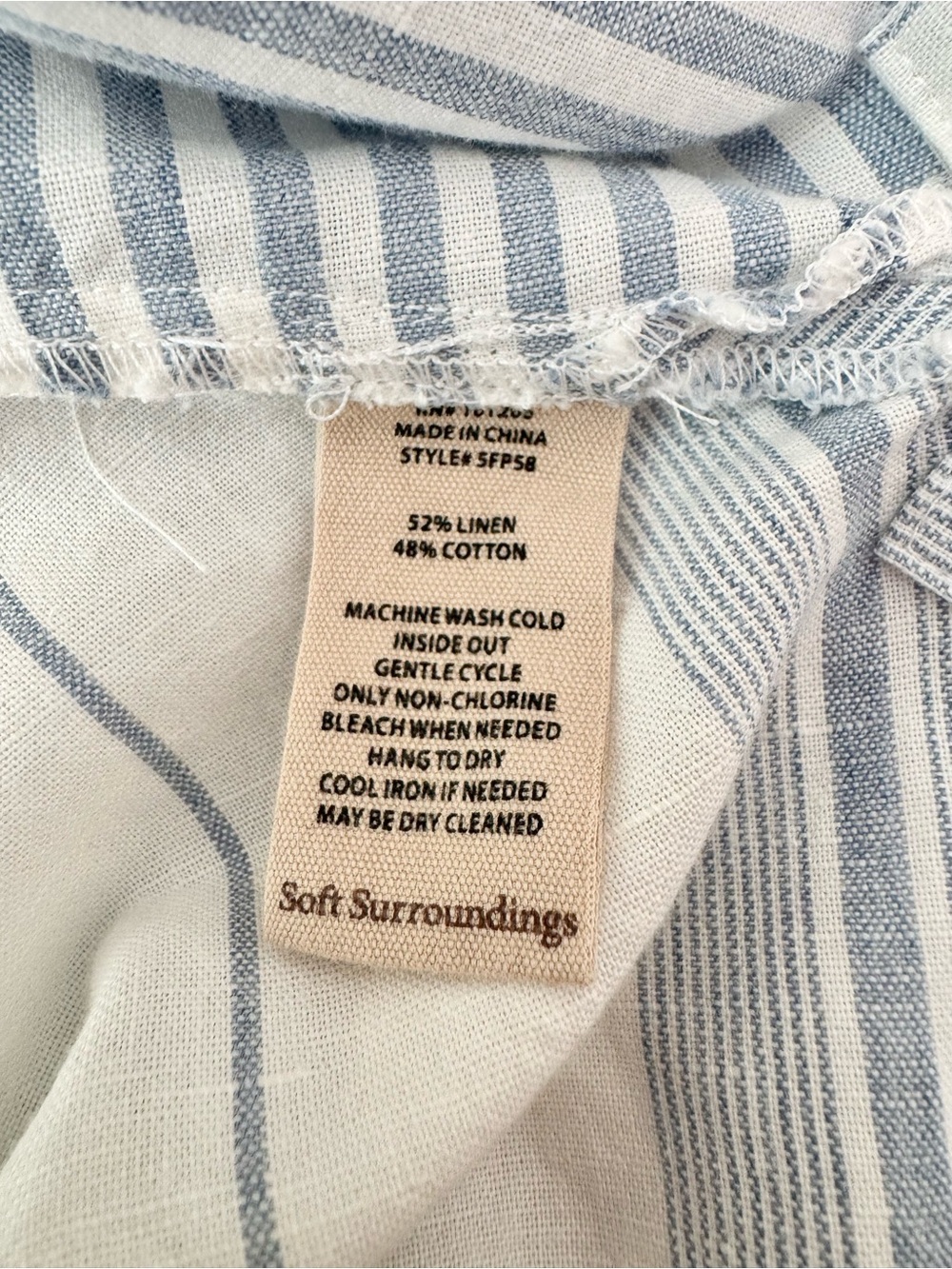 Soft Surroundings Seaport Linen Blue and White Striped Midi Shirt Dress, Size 2X - Picture 15 of 15
